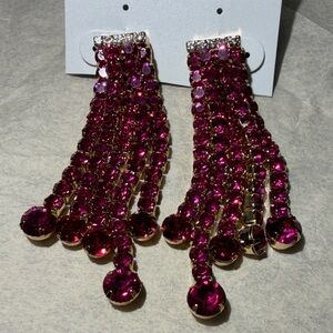 Elegant Pink Crystal Dangle Earrings